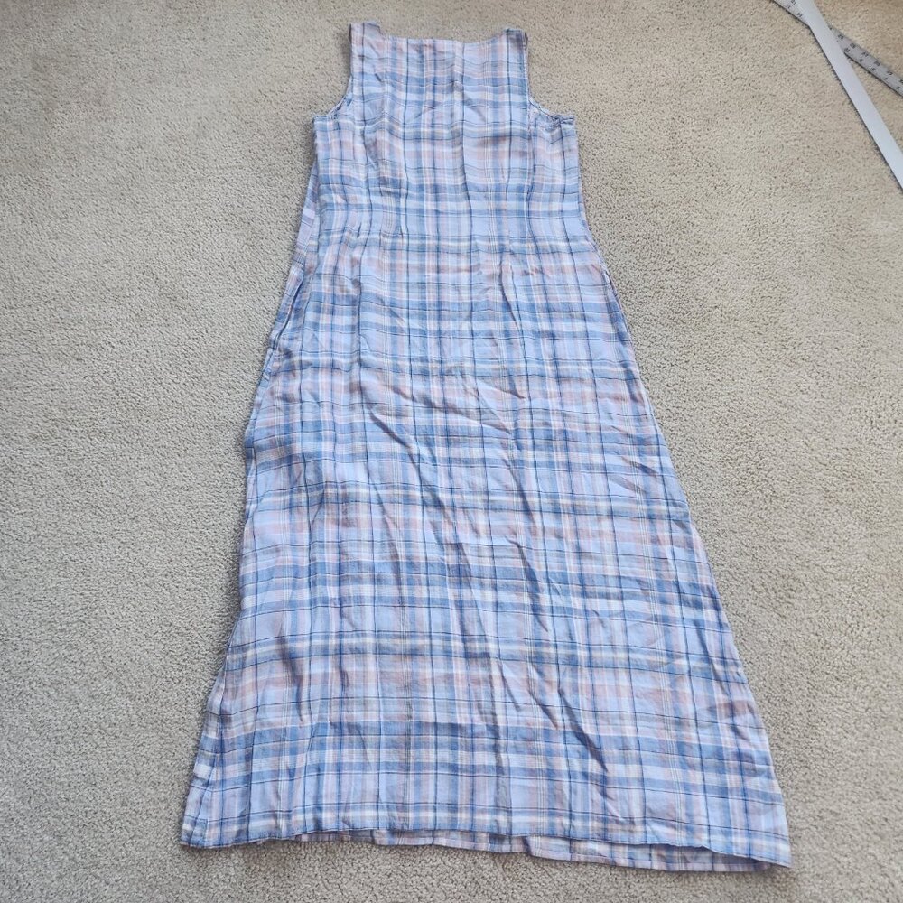 NWT J. Jill Plaid Linen Maxi Dress with Pockets - Picture 6 of 7